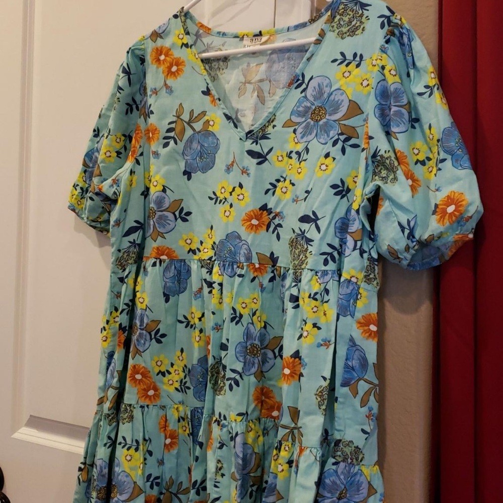 a.n.a Floral Dress - Blue and Yellow